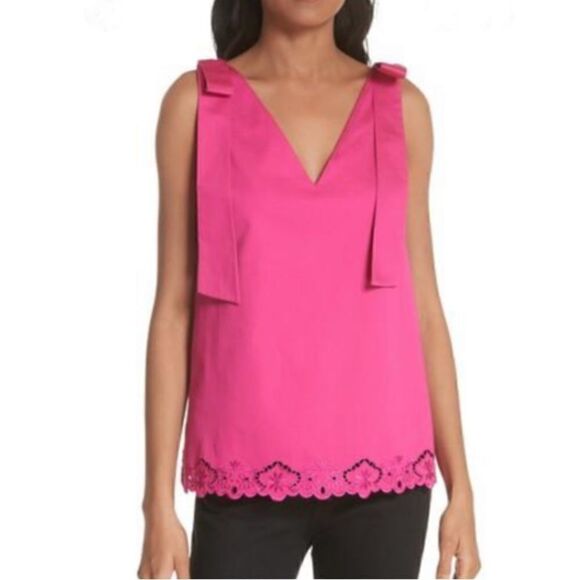 NWT MSRP $195 Ted Baker London Daynaa Bow Shoulder Top Women's Size 5 (US 12) - Picture 2 of 13